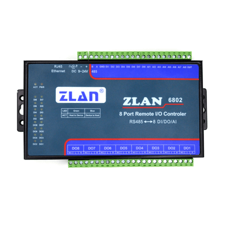 ماژول ورودی و خروجی دیجیتال تحت شبکه اترنت و سریال ZLAN6802 - رویتگر